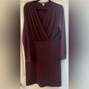 H&M Burgundy Long Sleeve Dress (M)